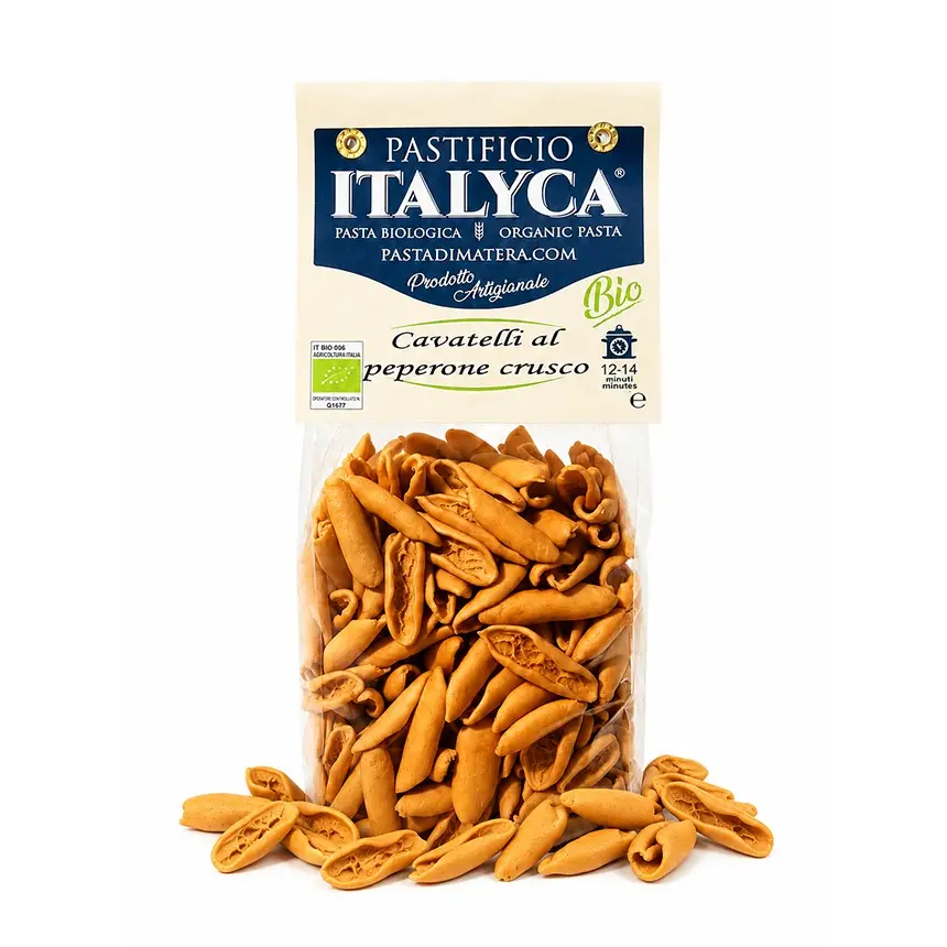 Cavatelli aux poivrons Crusco, pâtes biologiques artisanales 100% italiennes