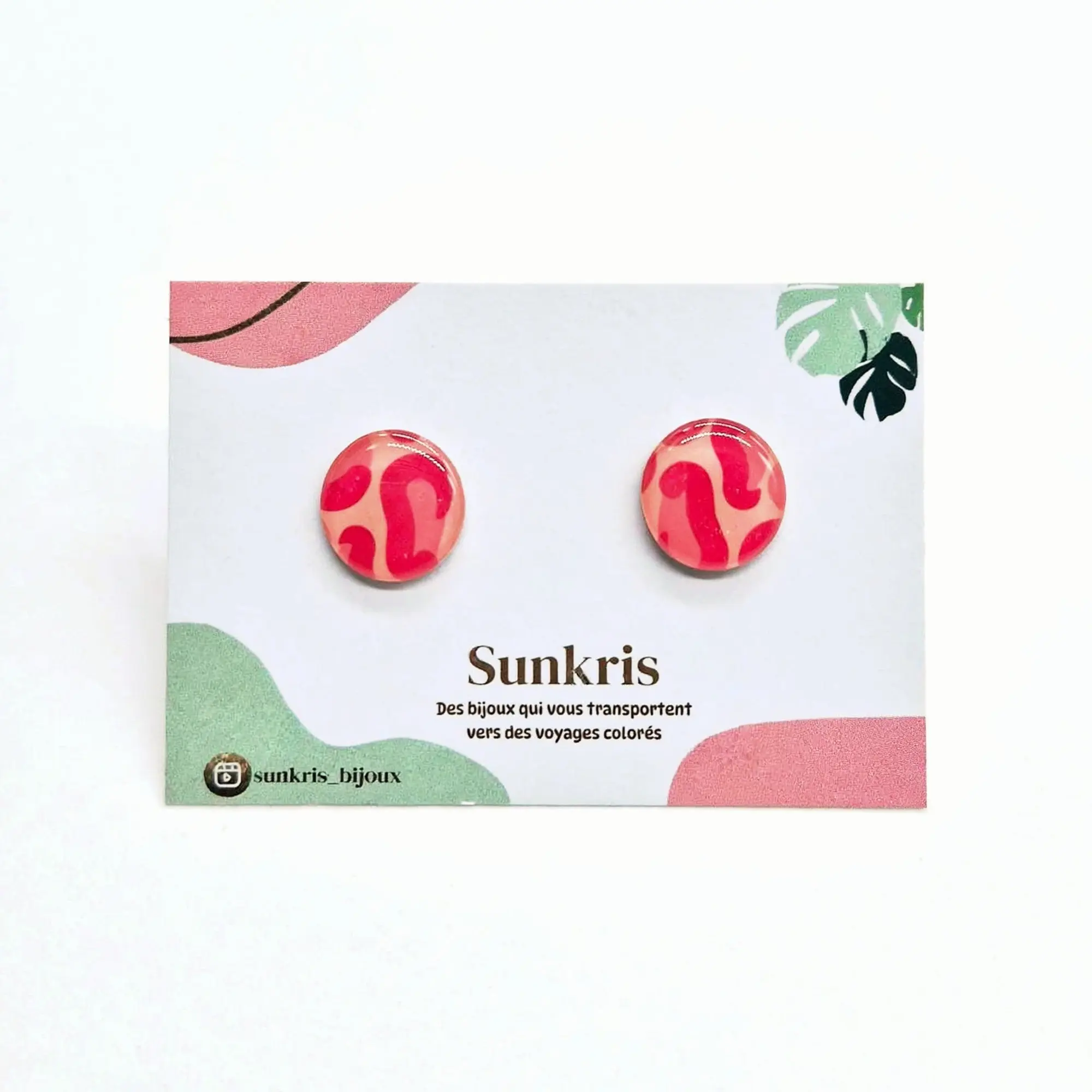 Leopard Resin Earrings 16mm – Wood, Made in France