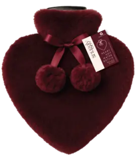 Aroma Home Merlot Faux Fur Heart Hot Water Bottle (No Box)