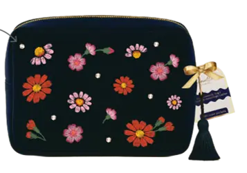 Danielle Creations Floral Velvet Small Cosmetic Bag