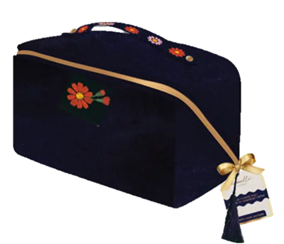 Danielle Creations Floral Velvet Diagonal Cosmetic Bag
