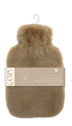 Aroma Home Honey brown Faux Fur Hand Warming Hot Water Bottle 2L