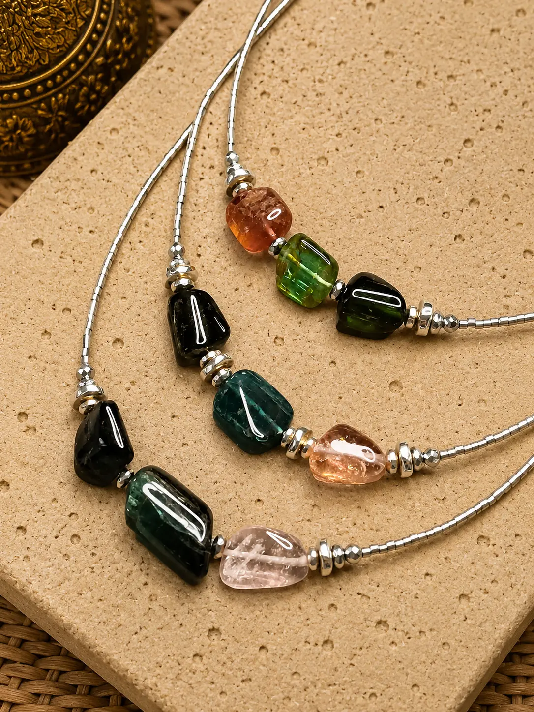 Colliers minimalistes en tourmaline – Set de 3 pièces Tourmaline