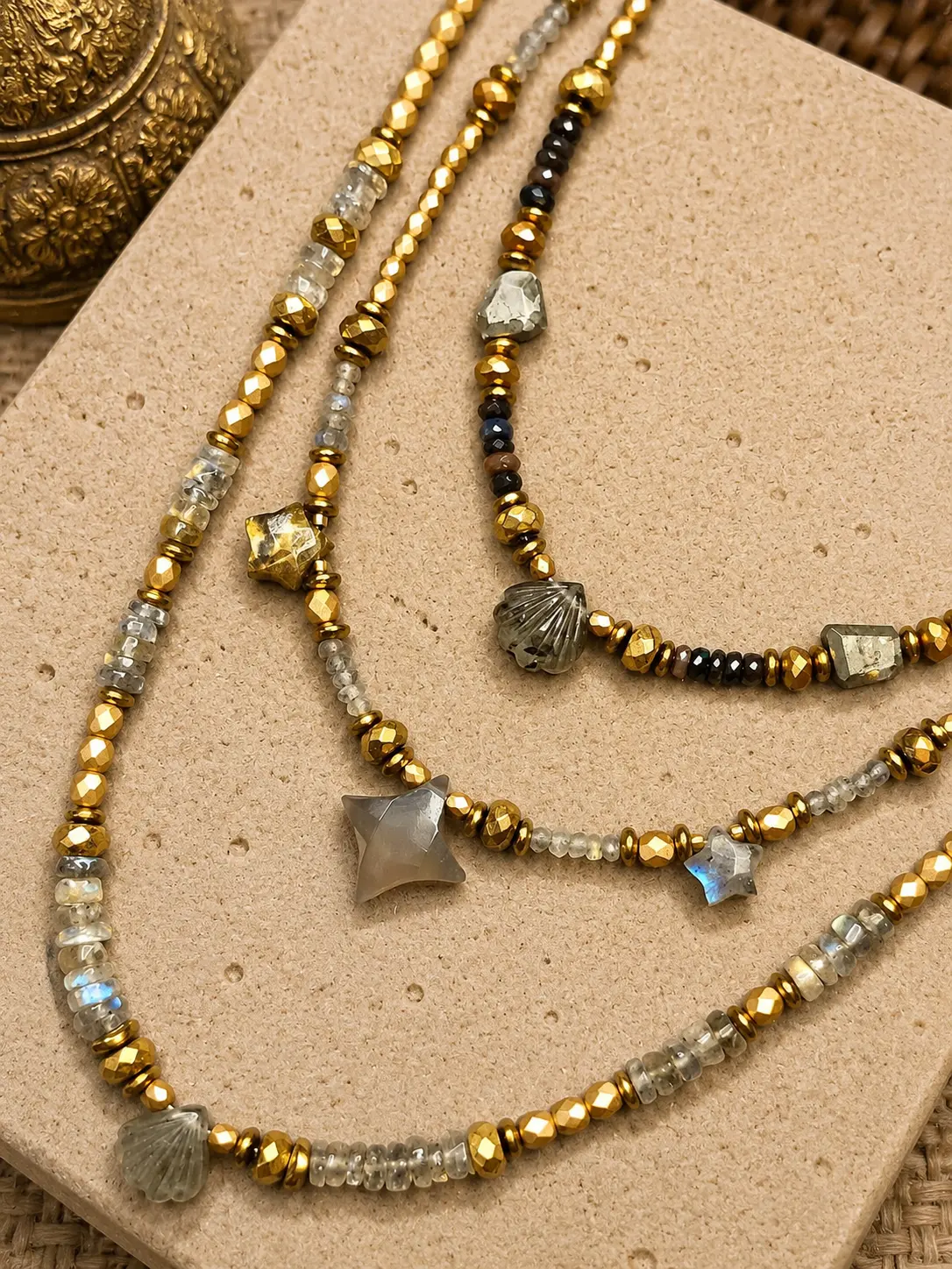 Collier avec pierres labradorite - set de 3