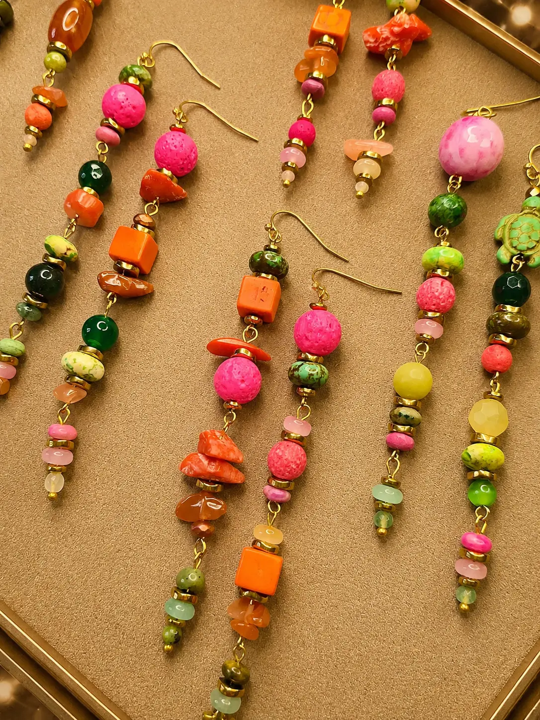 Set of 6 pairs of multi-stone earrings