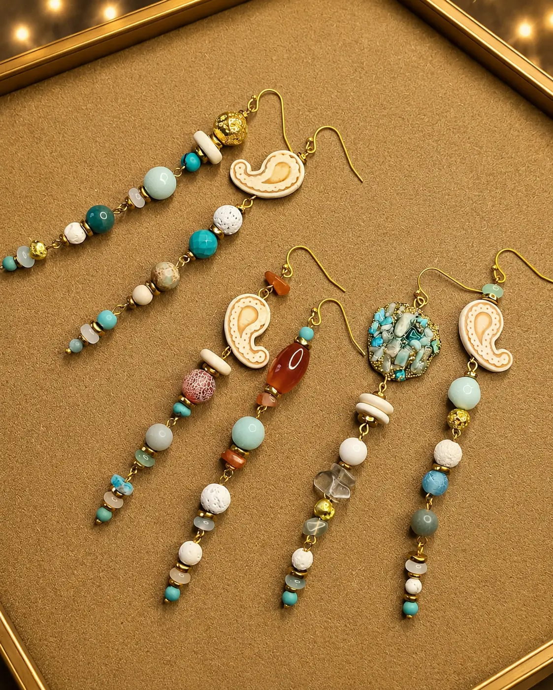 Set de 3 paires de boucles d'oreilles asymétriques