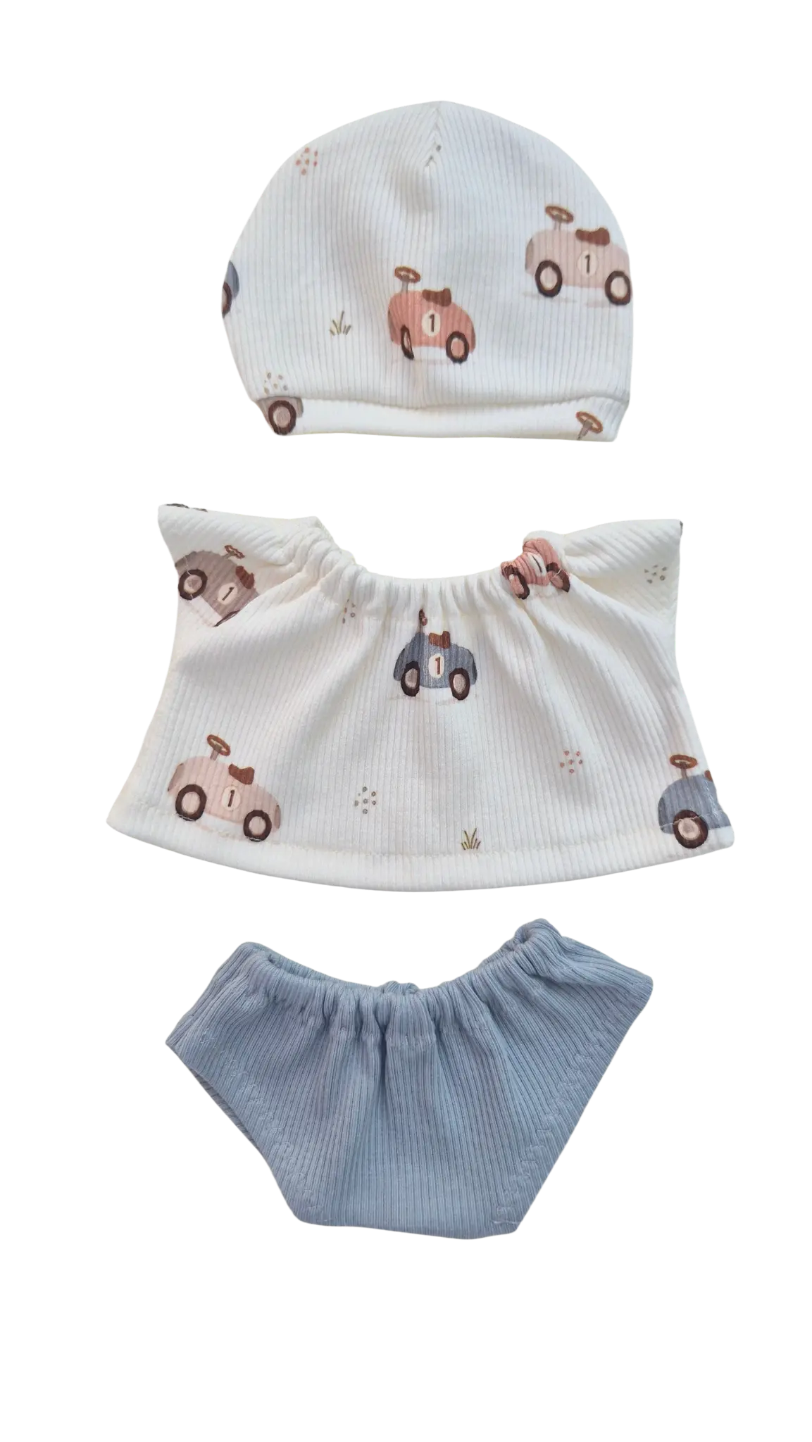 LUCIEN -  CULOTTE BLEUE + TEE-SHIRT + BONNET ASSORTIS