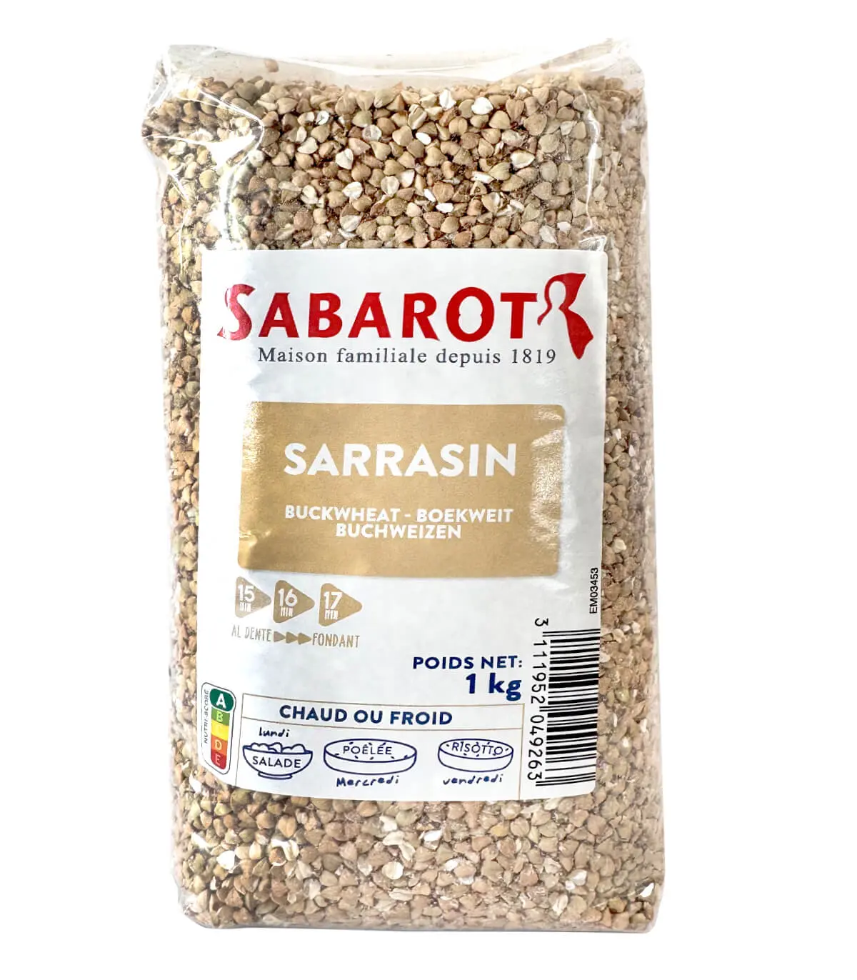Hulled, unroasted buckwheat - 1kg bag - Sabarot