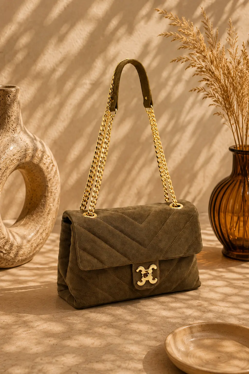 Grand sac bandoulière matelassé en cuir C.Clo