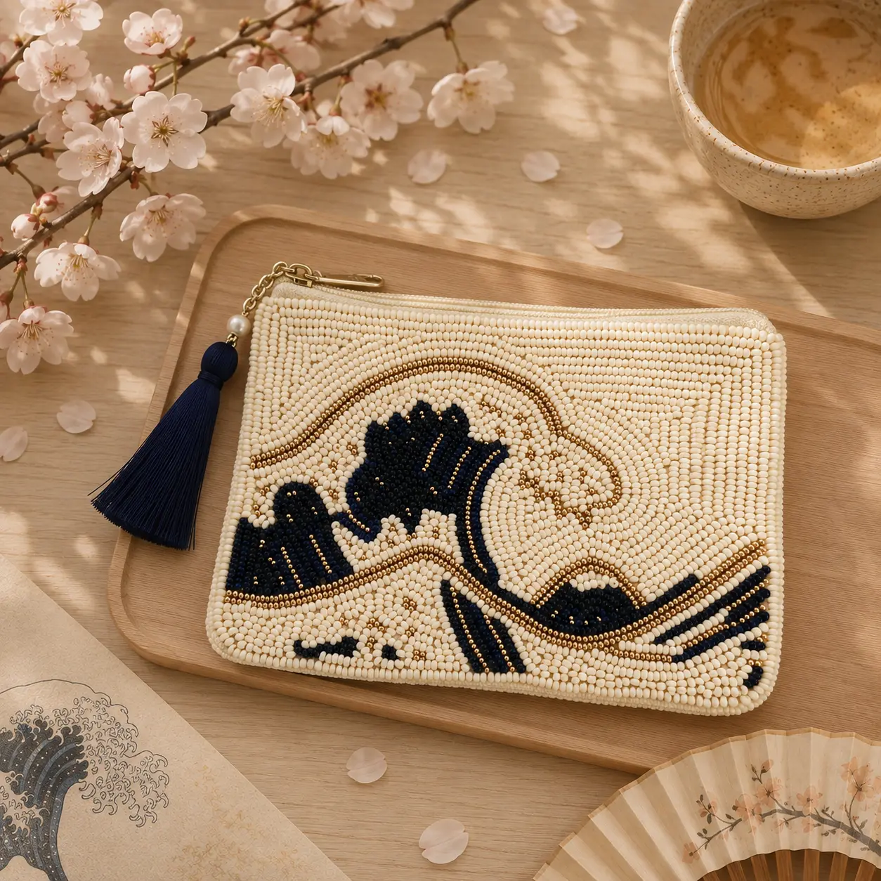 Porte-monnaie Hokusai Japon - Pochette perles