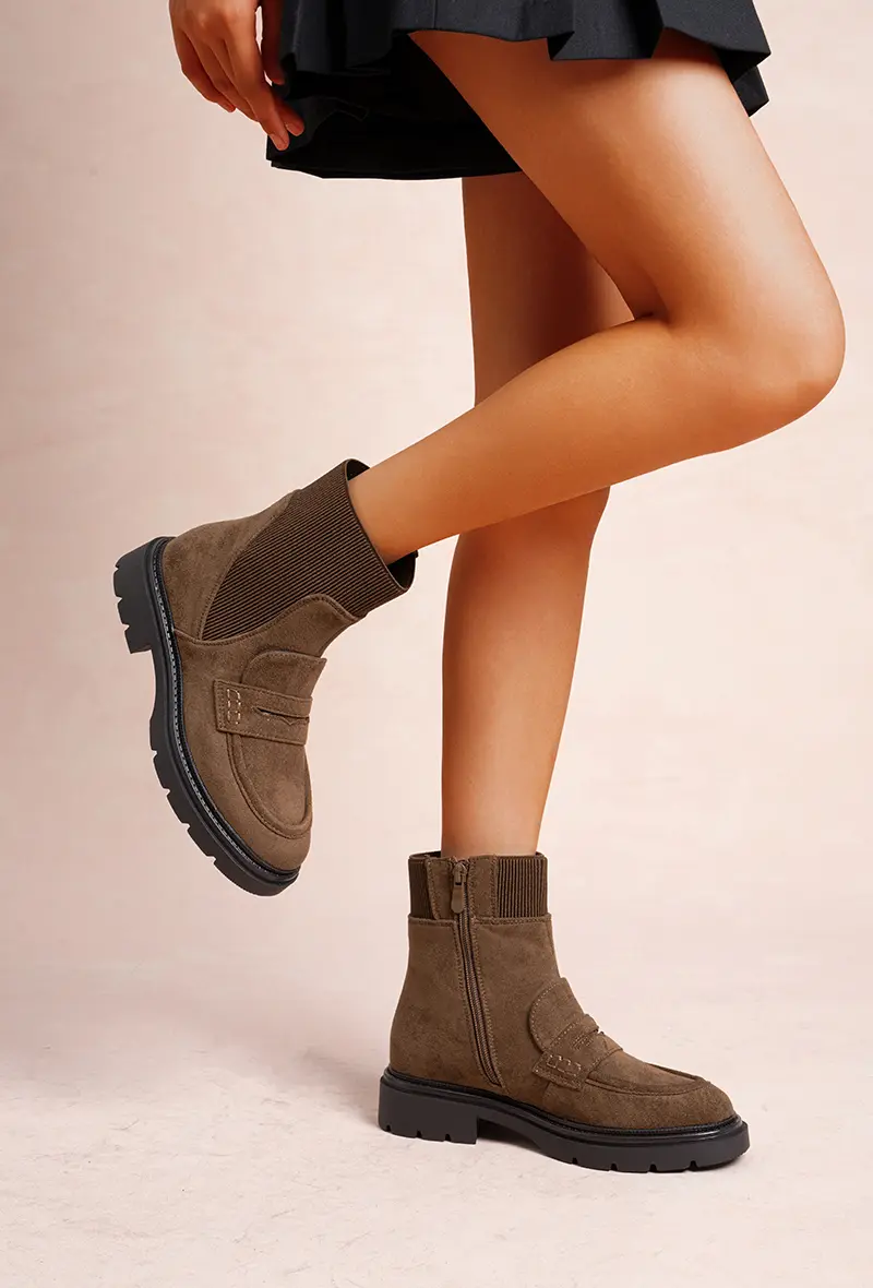 Suede Moccasin Style Sock Boots (Ref: LH205)