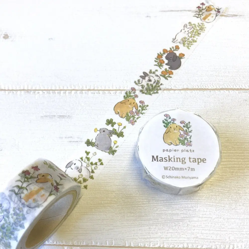 Washi Tape – Usagi Rabbits & Flowers by Schinako Moriyama
