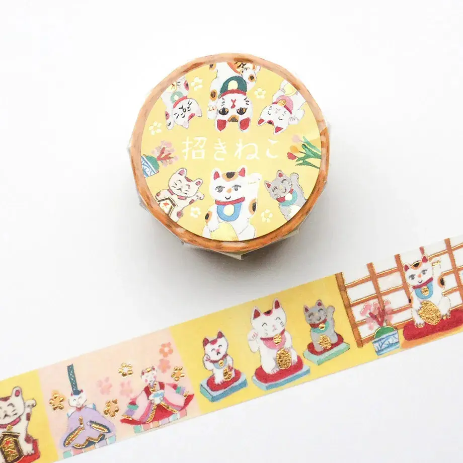 Washi Tape with Gold Details – Maneki Neko by Ai Okino