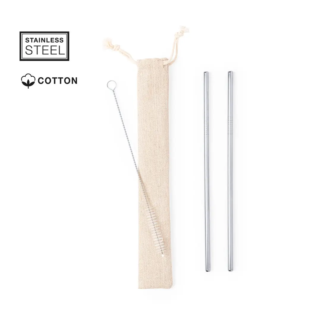 Set de 2 Pajitas Reutilizables de Acero Inox
