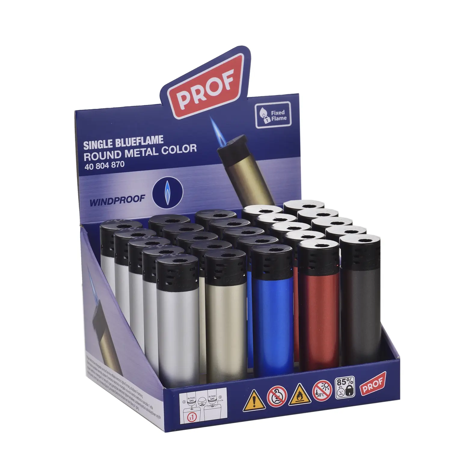 PROF Jet Flame Round Metal Lighter with Spray Finish
