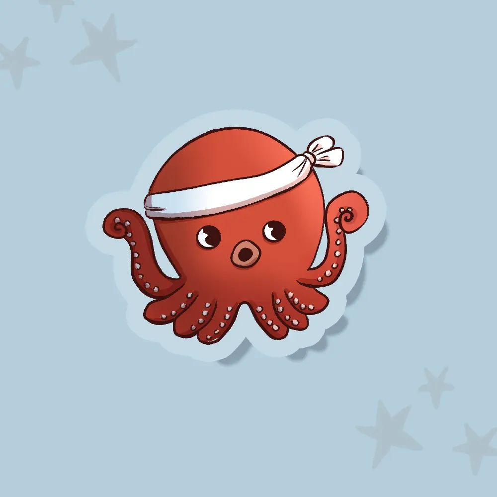 Tako sticker transparent - Poulpe japonais