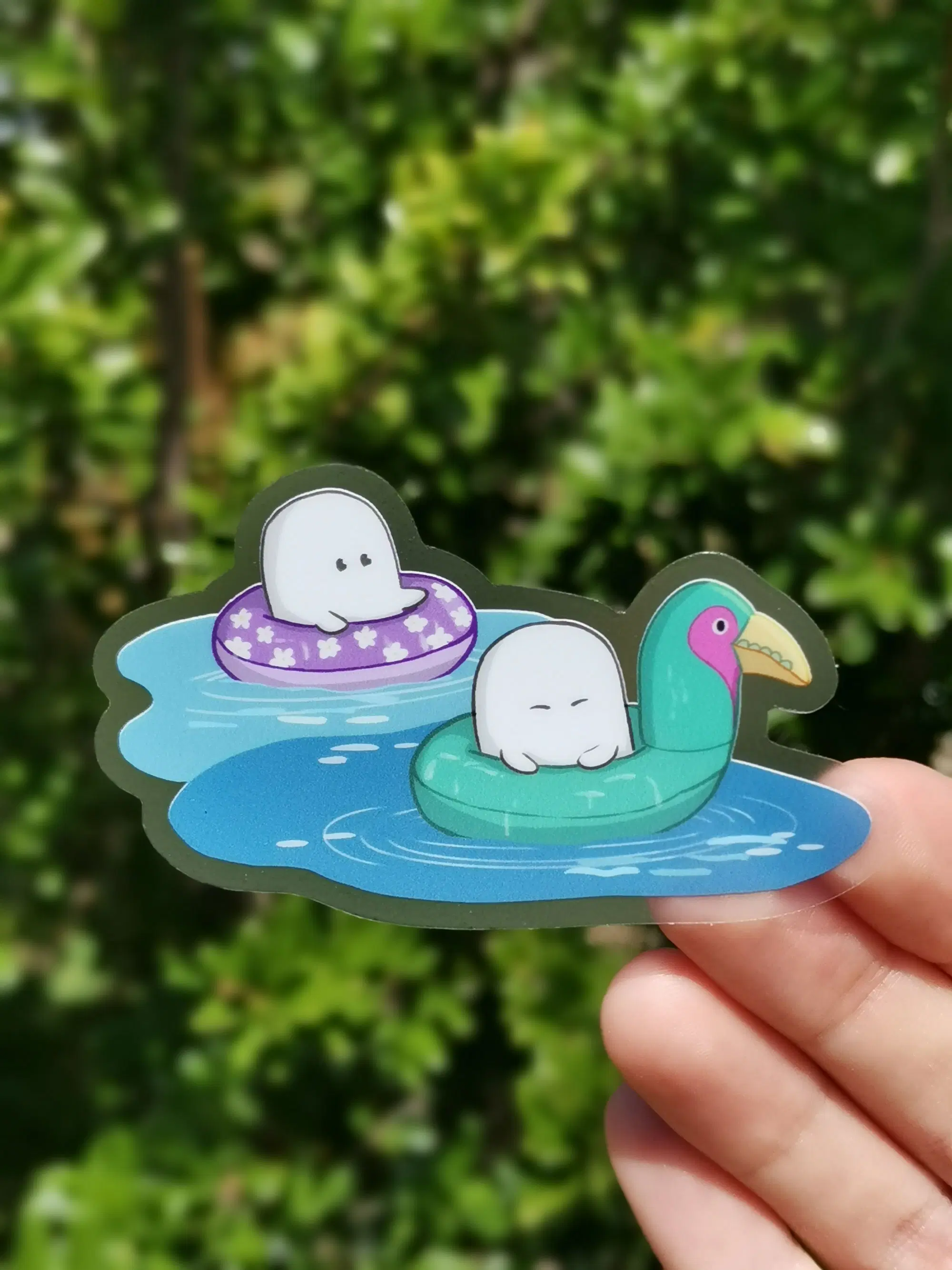 Fantômes d'été à la mer - sticker transparent