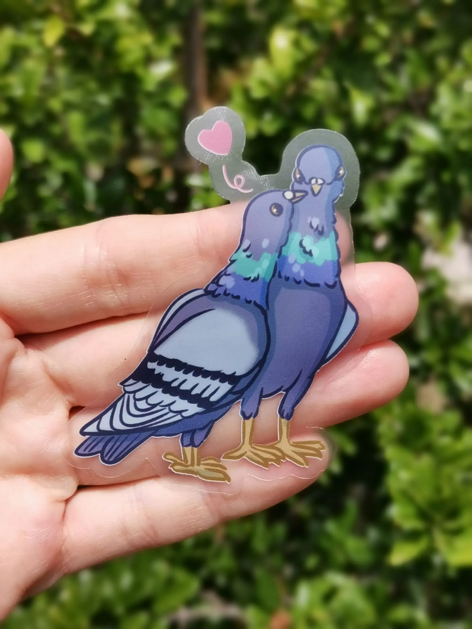 Pigeons amoureux sticker transparent