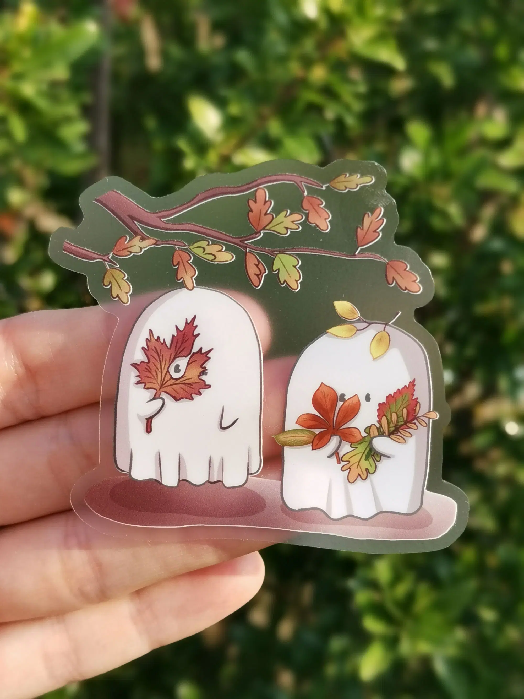 Sticker transparent - Fantômes avec feuilles d'automne