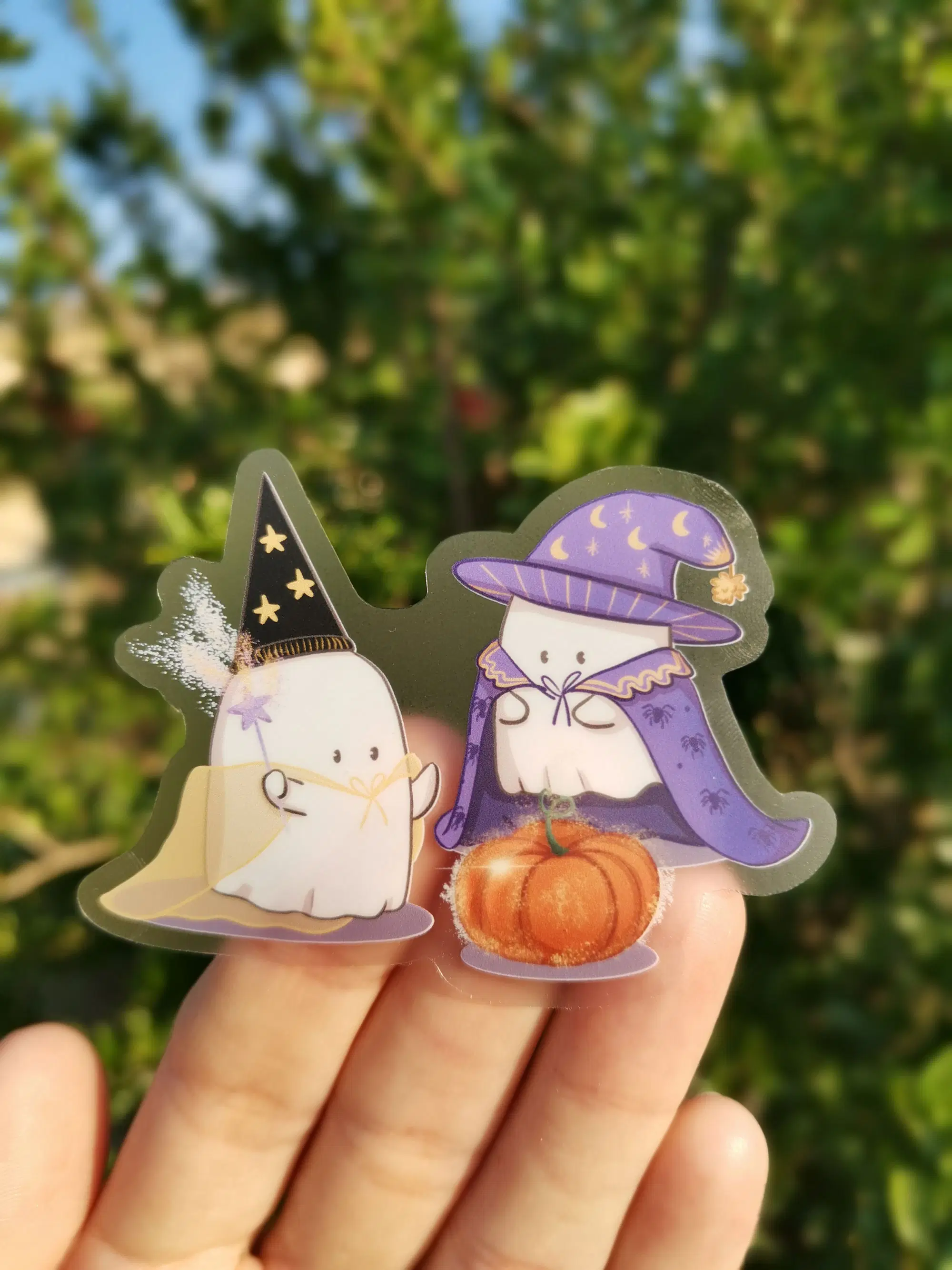 Sticker transparent - Fantômes magie d'Halloween - 75 mm