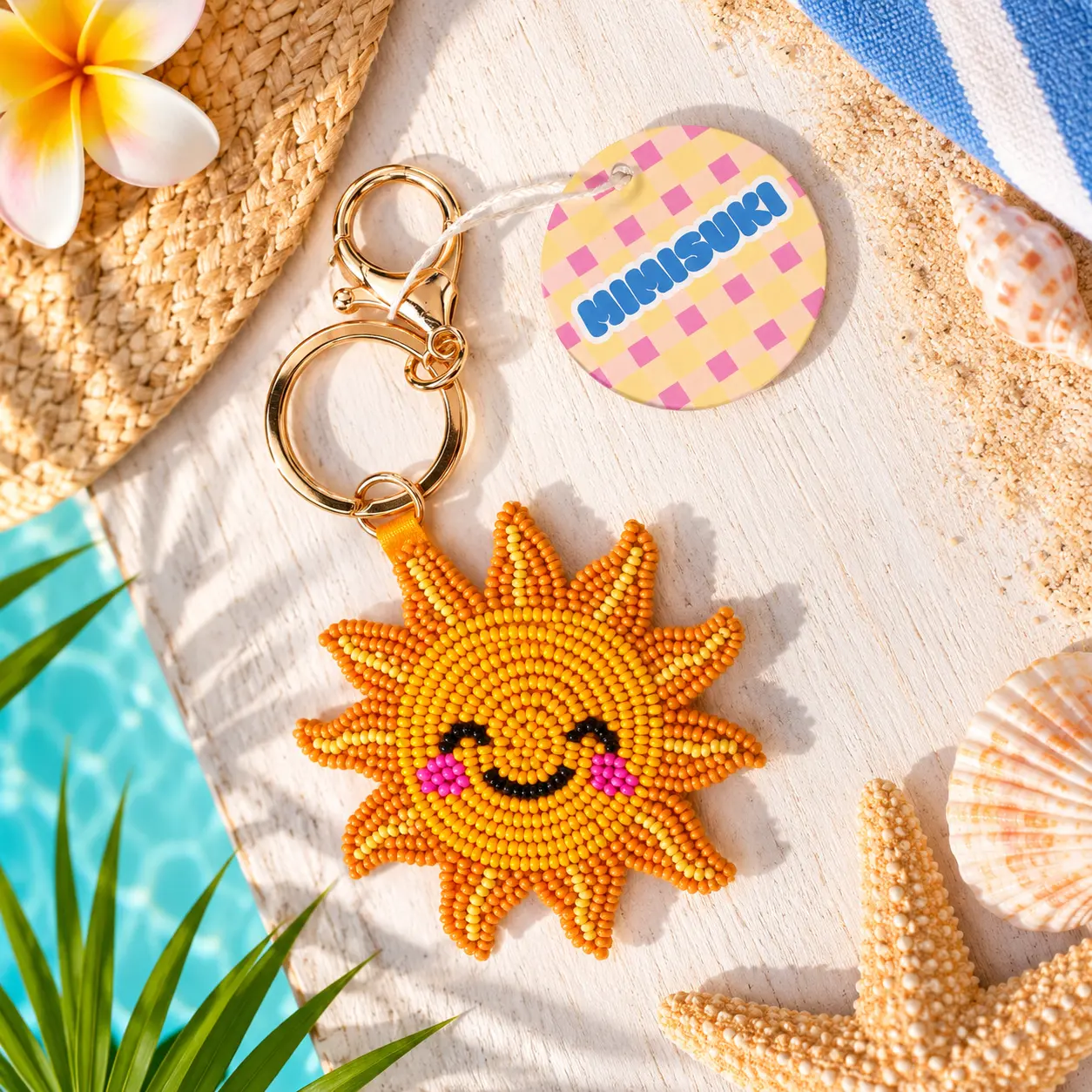 Porte-clés bijou de sac Soleil Perles Brodées