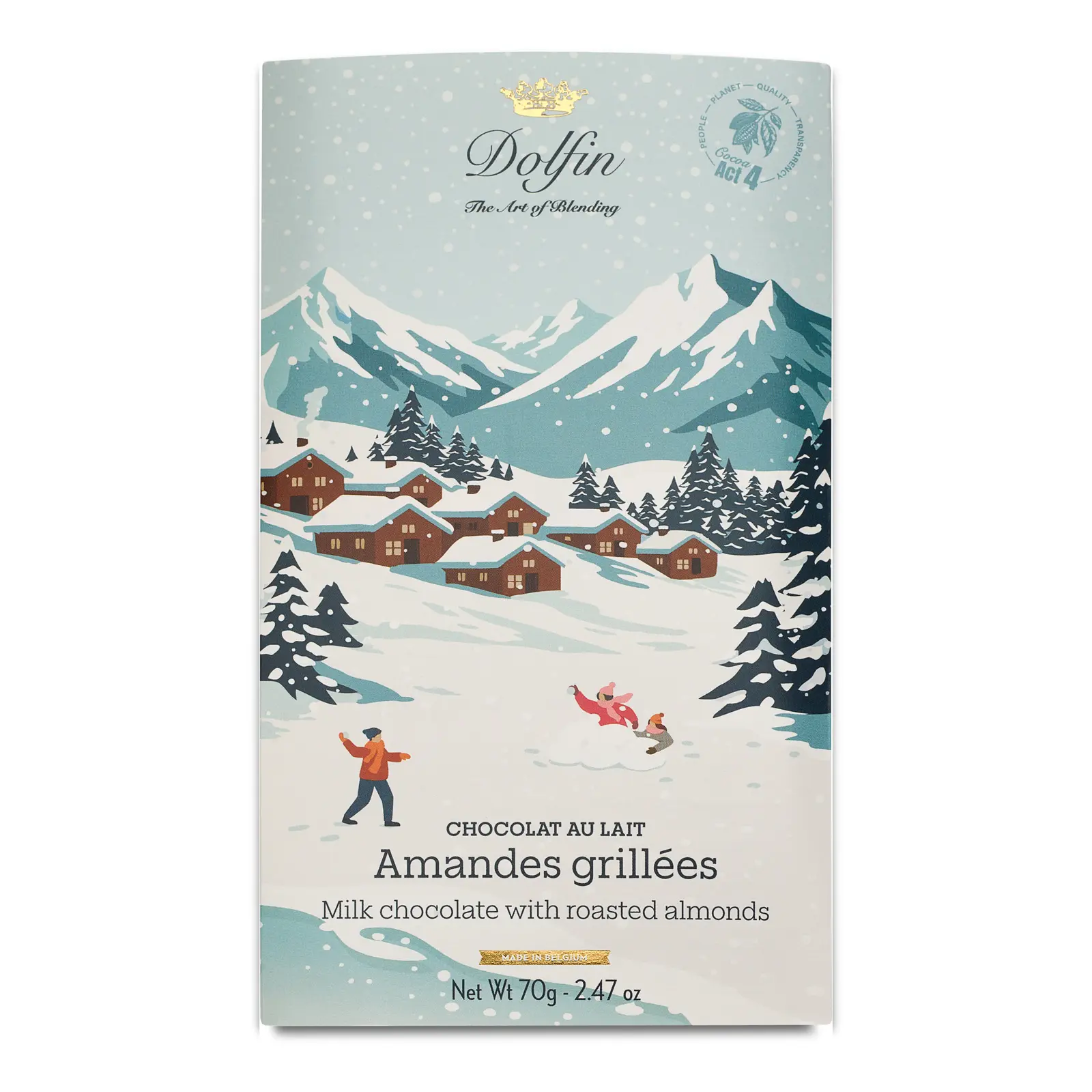 Tablette de Chocolat Lait 37% de cacao & amandes grillées – 70g - "Vintage Winter"