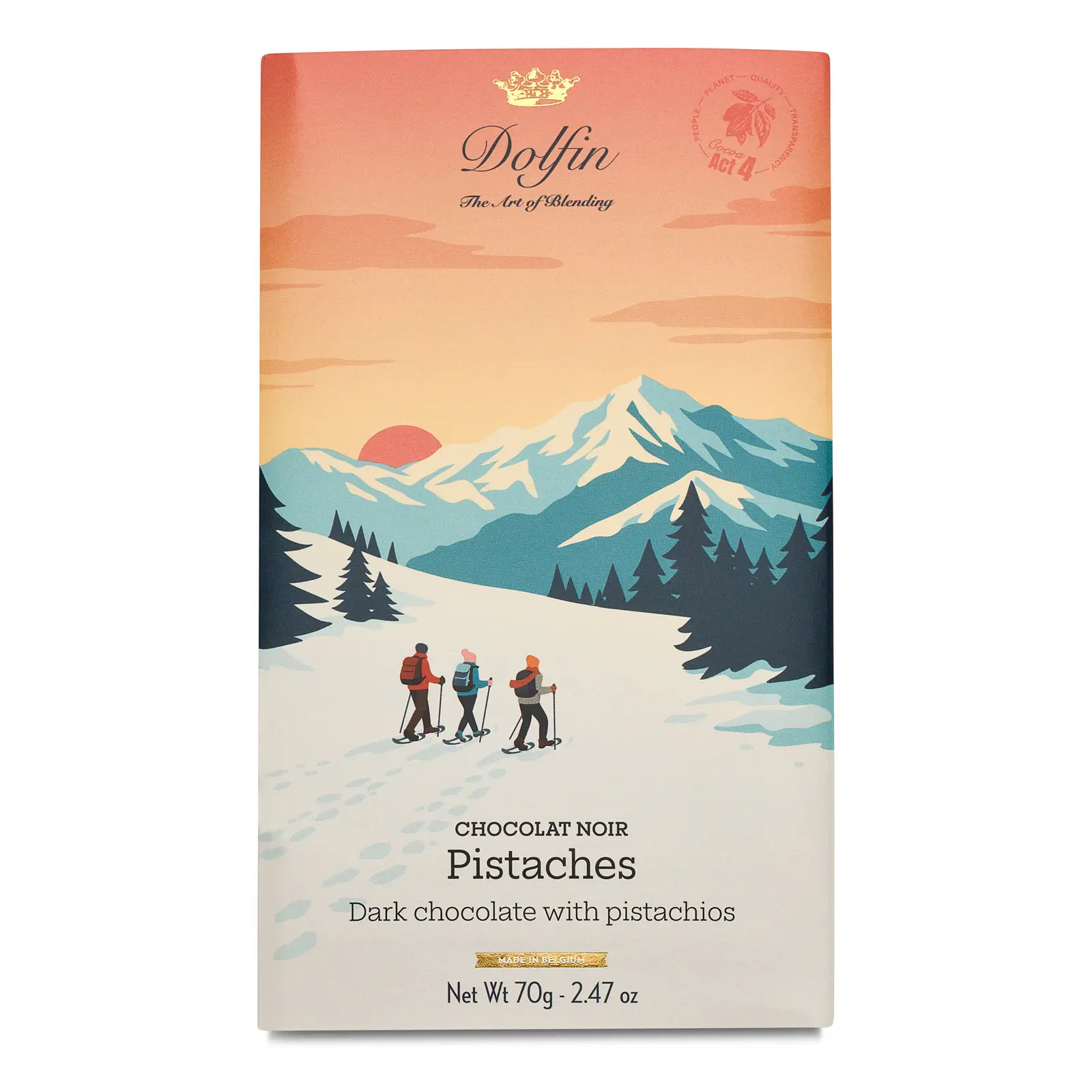 Tablette de Chocolat Noir 60% de cacao & pistaches – 70g - "Vintage Winter"