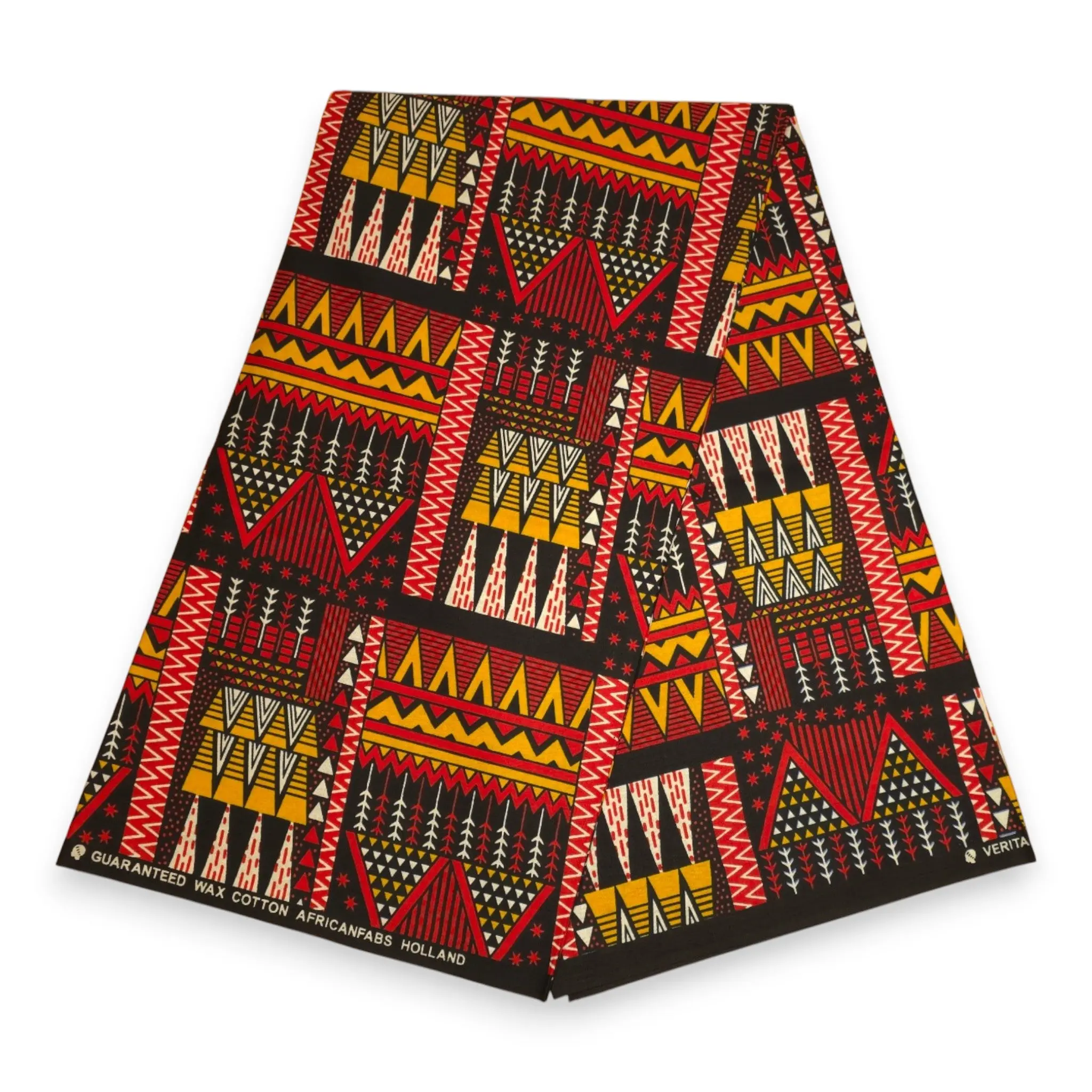 6 Yards - African Wax print fabric - Red Yellow Heritage - 100% cotton