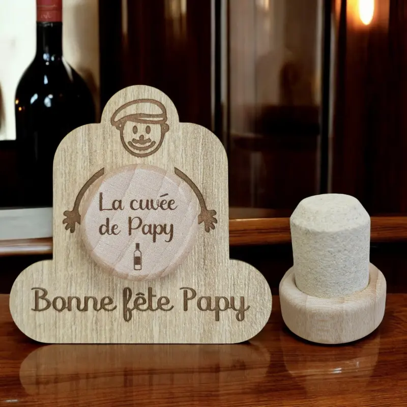 Cork and cork holder "Happy Father's Day Grandpa"