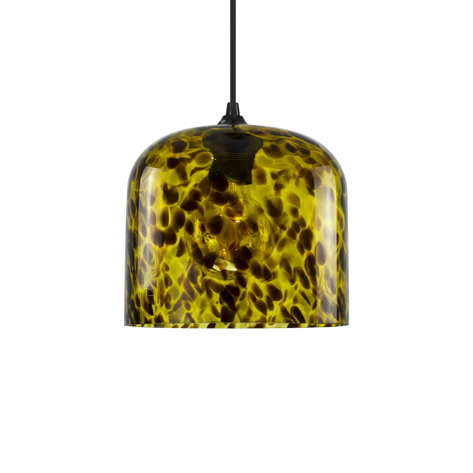 Cheetah mottled orange-brown glass pendant light