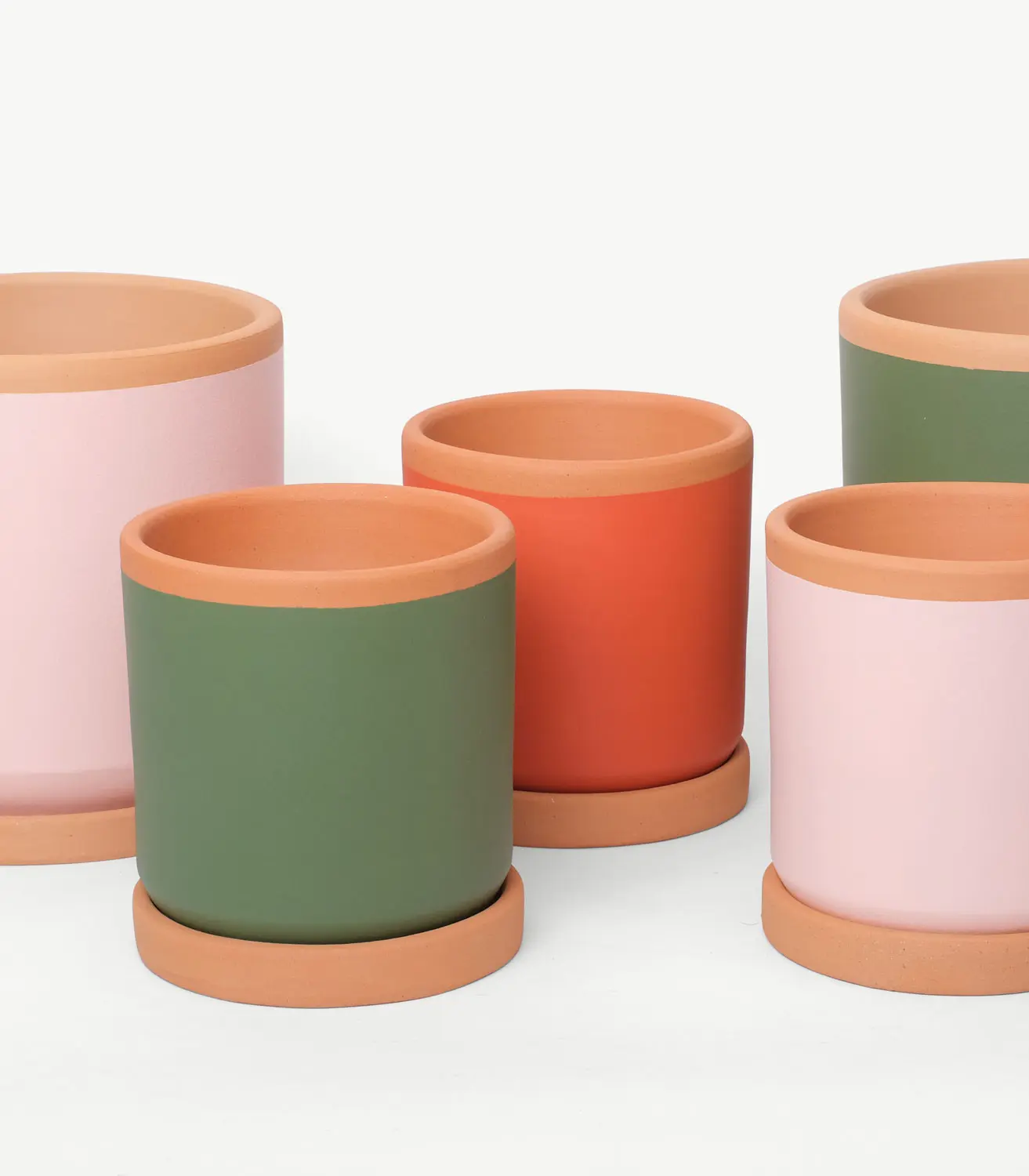 Macetero de barro pintado a mano – pack surtido 2