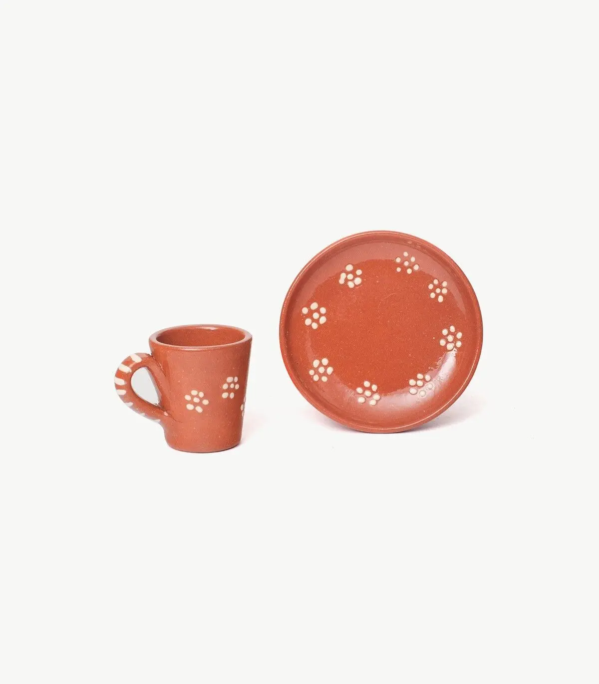 Tazas de café de barro con plato – conjunto de 2