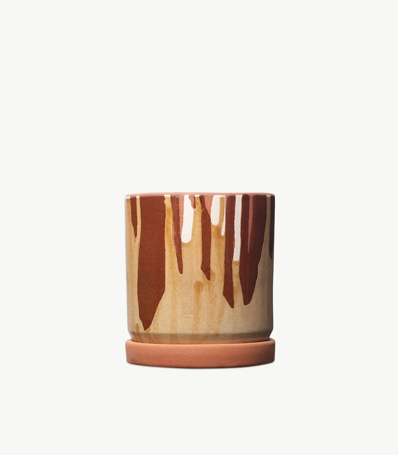 Macetero de barro esmaltado por vertido – pequeño