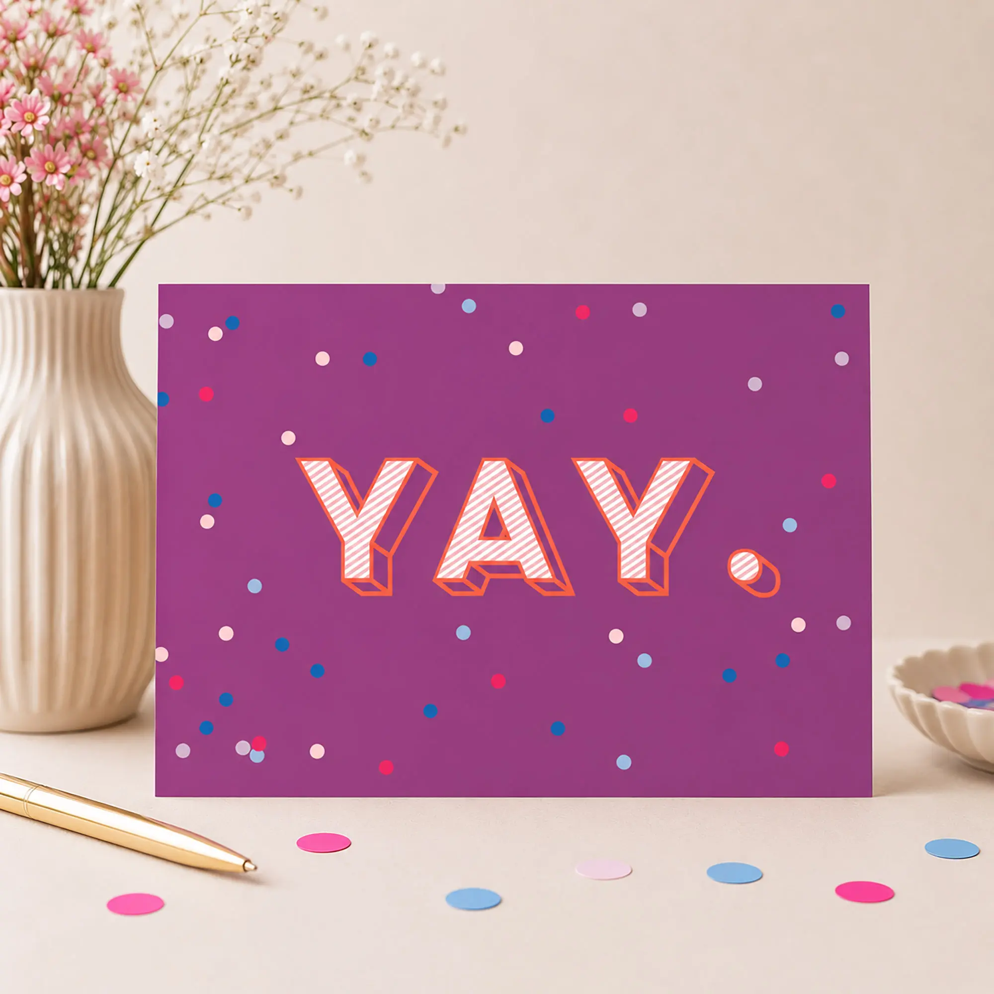 Glückwunschkarte „YAY.“ – Postkarte für besondere Erfolge