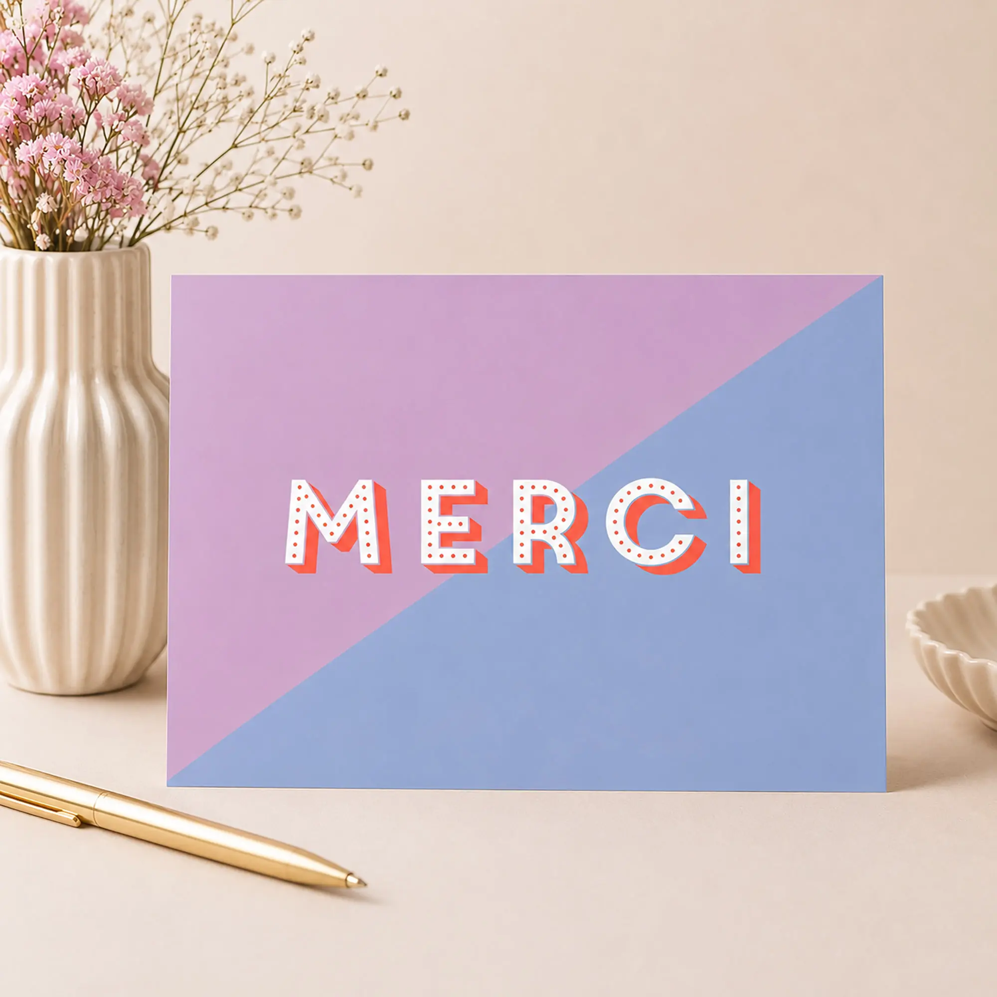 Dankeskarte „Merci“ – moderne Karte zum Danke sagen