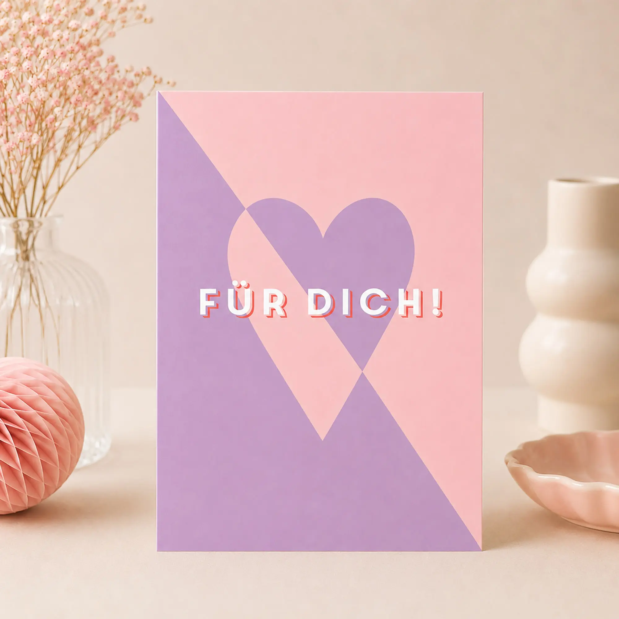 Karte Valentinstag „Für dich!“ – moderne Karte mit Herz