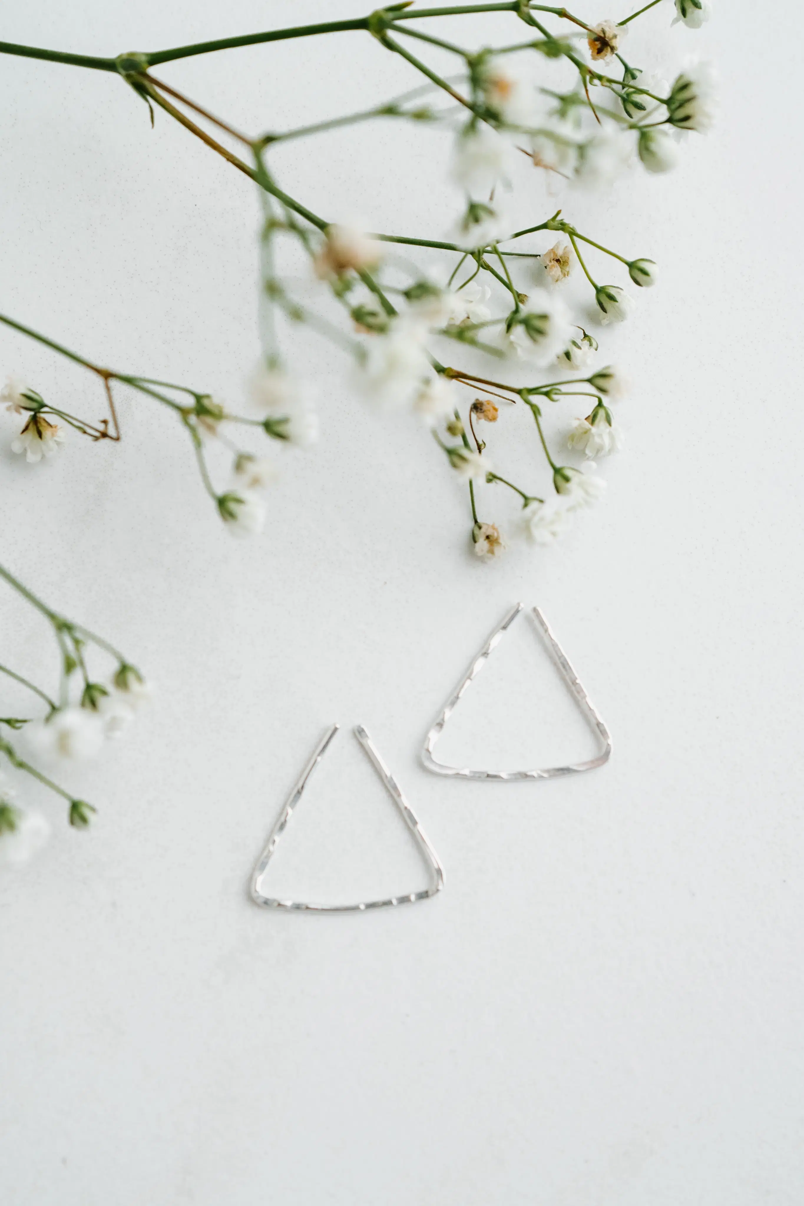 Small Sterling Silver Triangular Wire Hoop Earrings