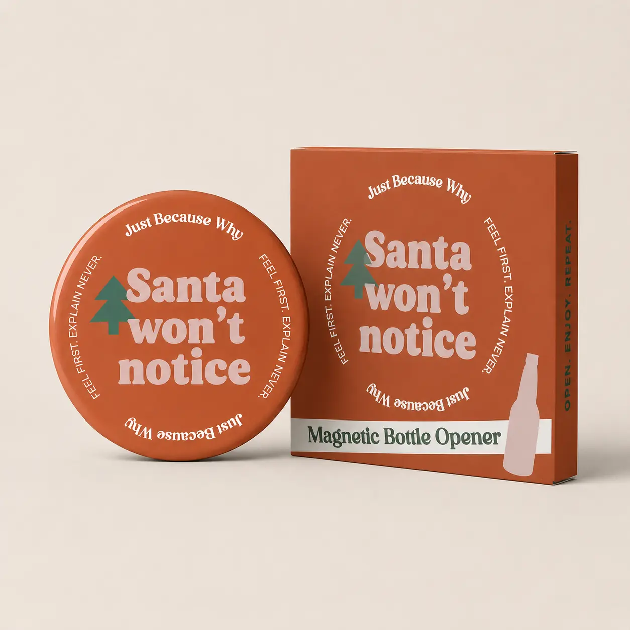 Apribottiglie magnetico: Babbo Natale non se ne accorgerà.