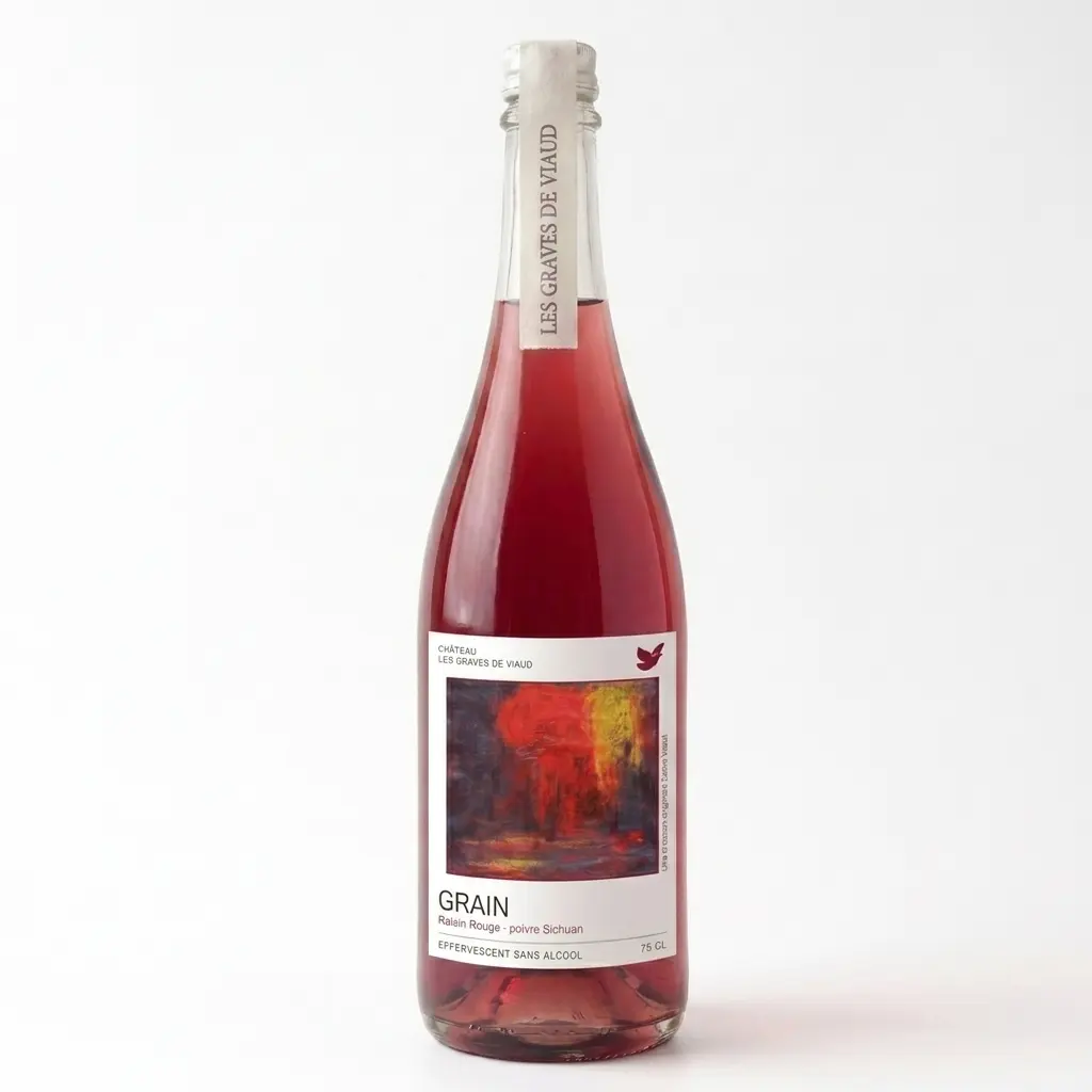 Sichuan Red Grain, Organic Sparkling Aperitif without Alcohol, Red Grape and Sichuan Pepper
