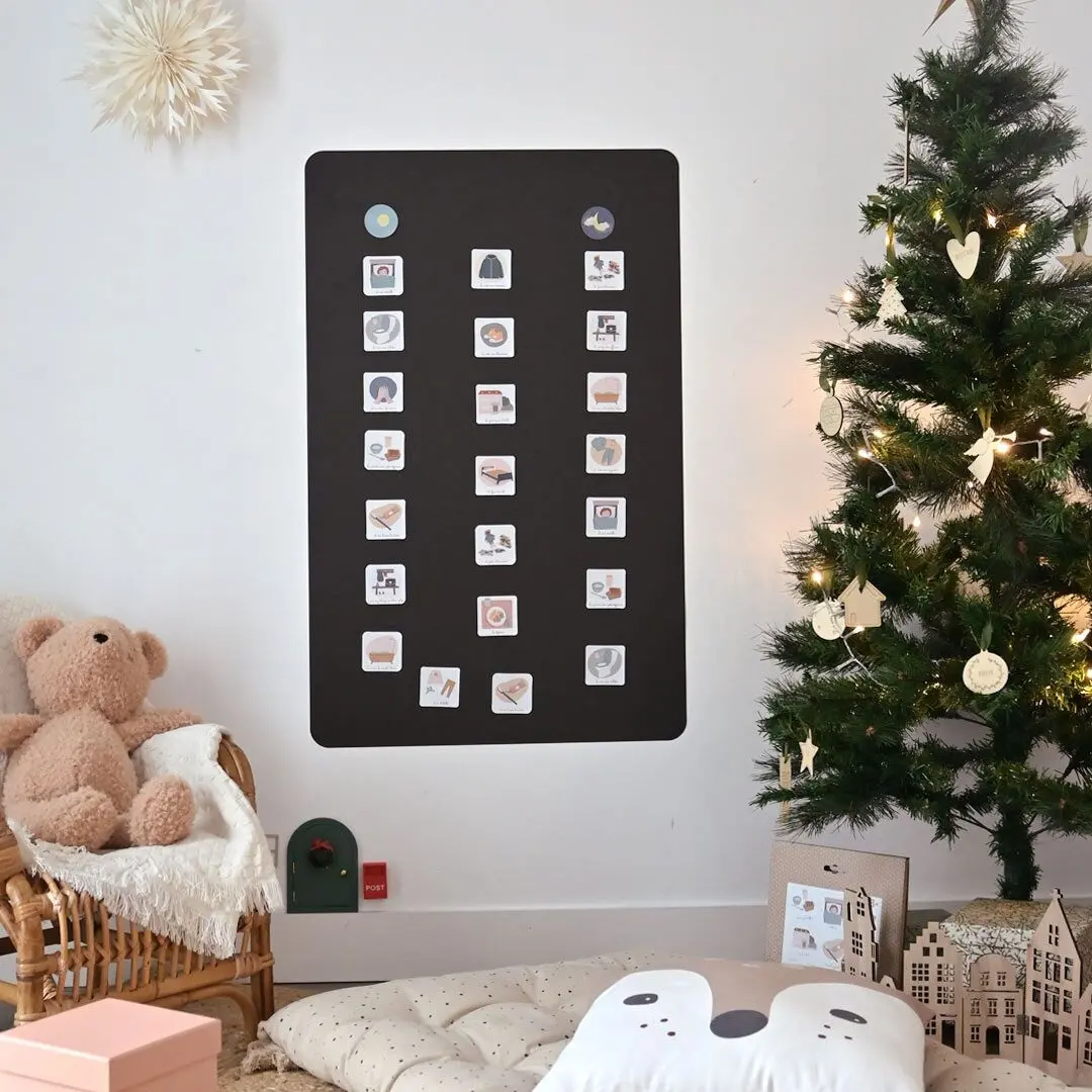 Black Rectangular Magnetic Board - Size M - Adjustable, Drill-Free Magnetic Wall Decoration