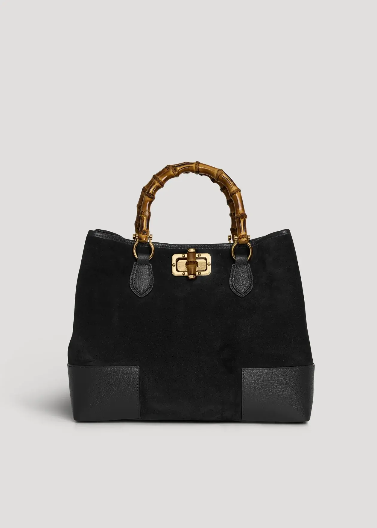 Bolso Bamboo de ante auténtico y piel Dollaro negro