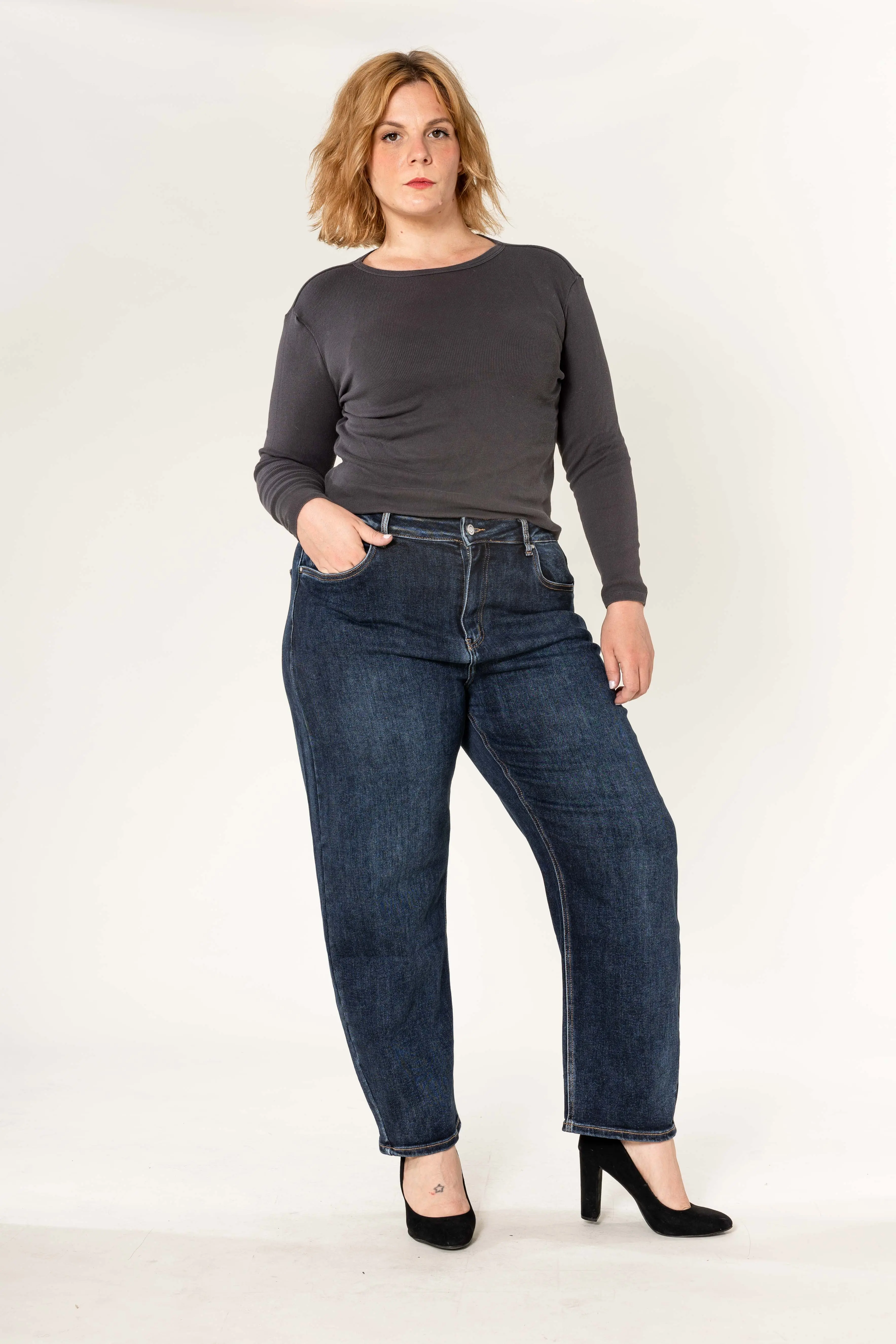 Women's Plus Size Balloon Barrel Stretch Pants