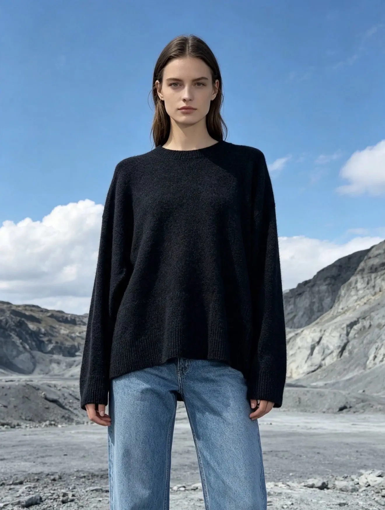 Crew neck sweater, soft and fluffy knit, loose fit