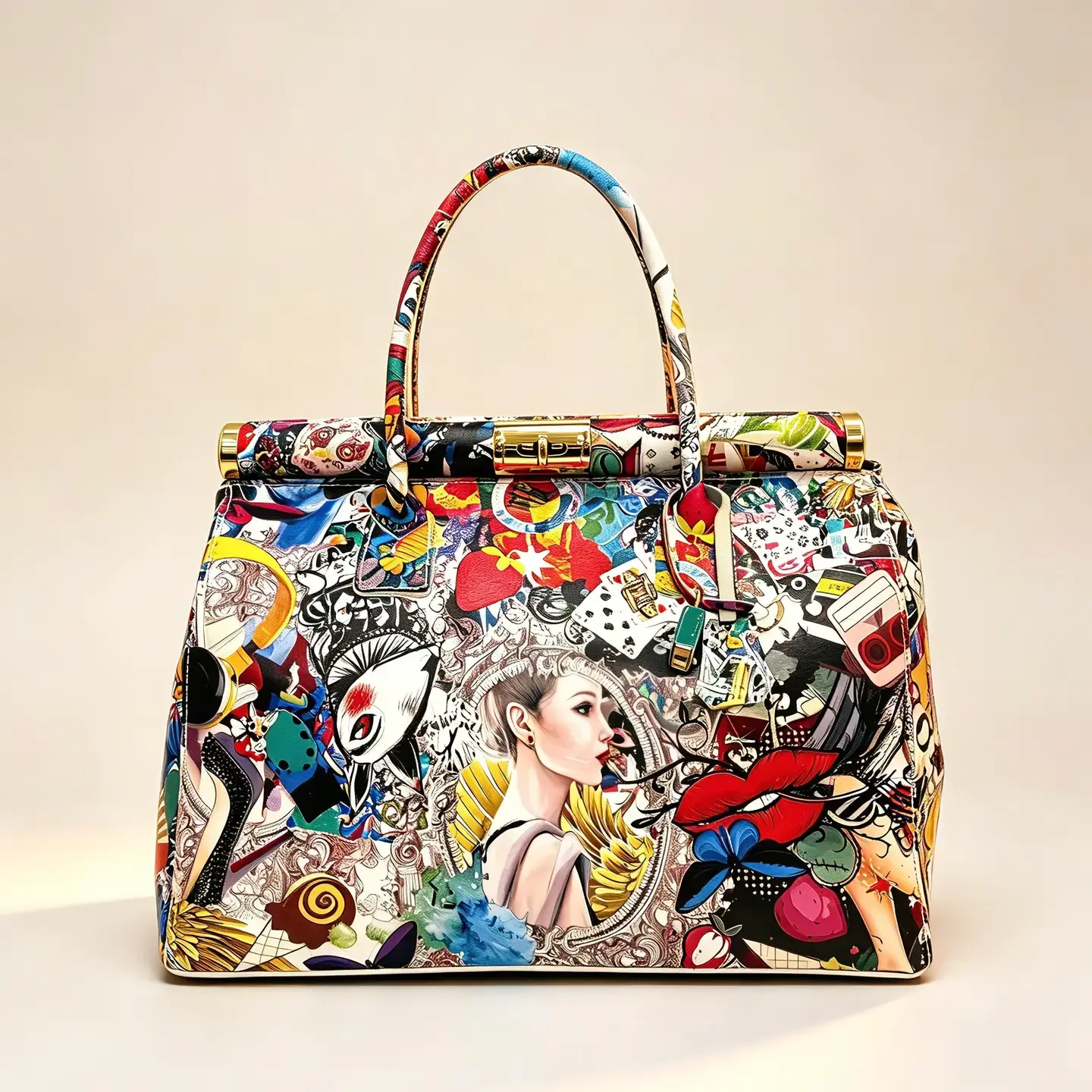 Bolso de mano de piel auténtica italiana – Hecho en Italia (35x28x16 cm)