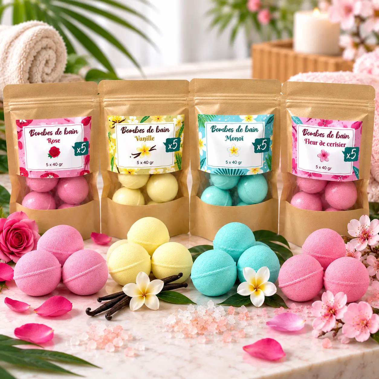 Fragranced bath bombs x5 – 5 x 40 g – French Tendance