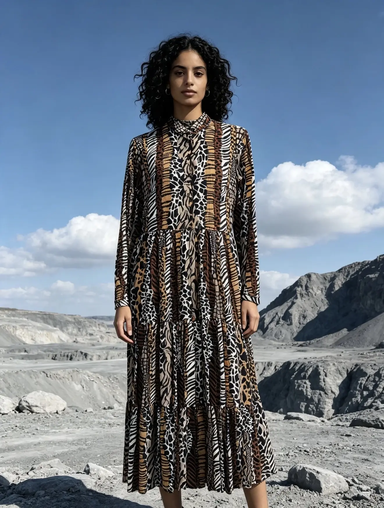 Leopard print shirt dress with lurex, button-front