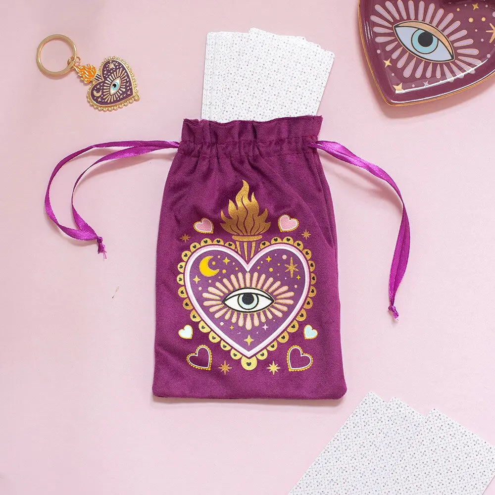 Sacred Sight Heart Velvet Drawstring Bag