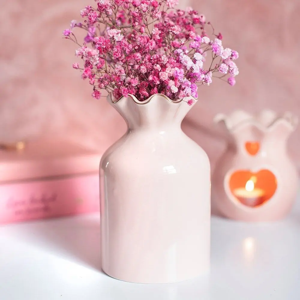 Pink Fluted Flower Vase