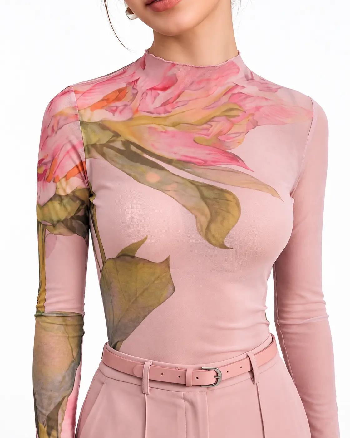 Camiseta rosa de manga larga