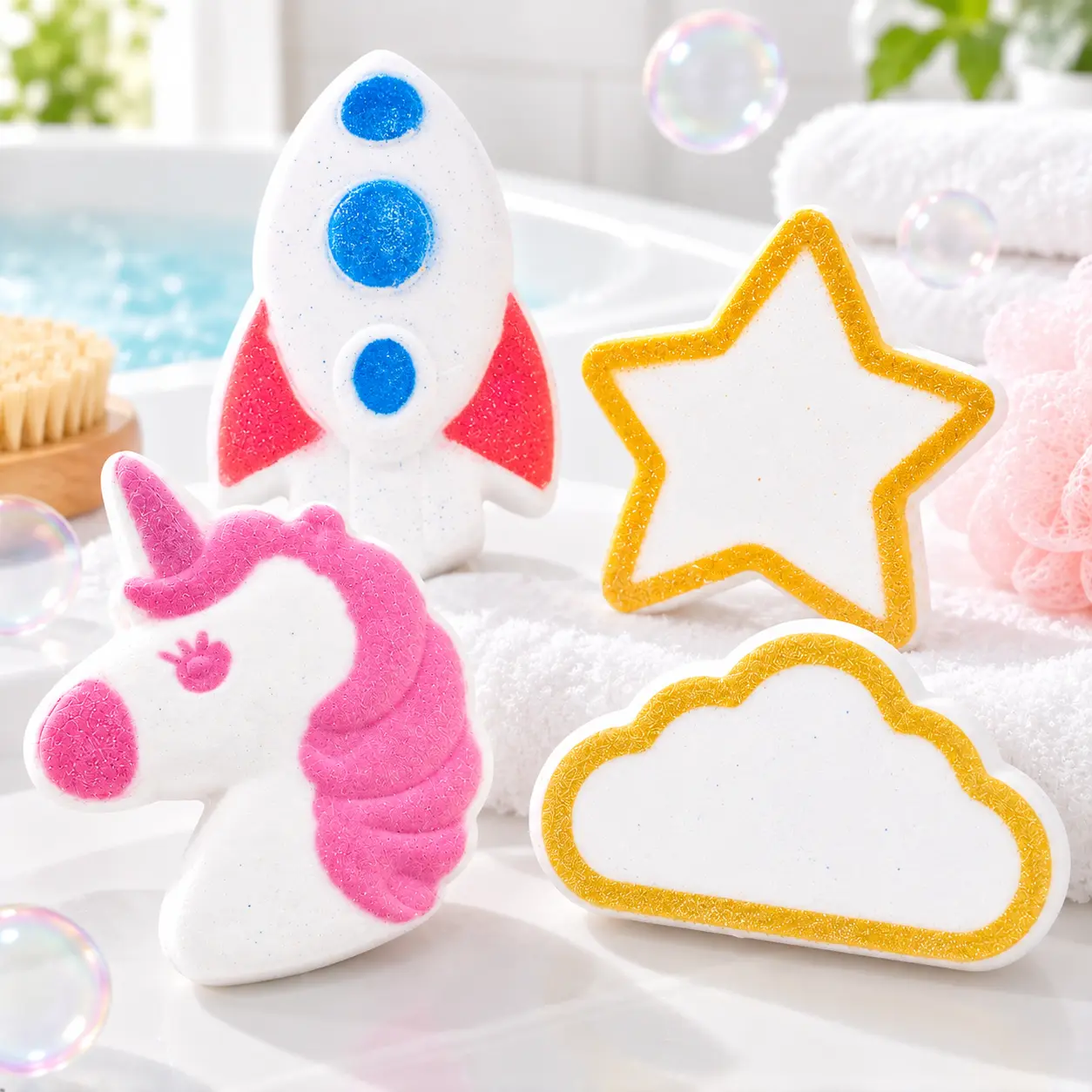 Rainbow effect effervescent bath bomb – Playful shapes & delicious scents
